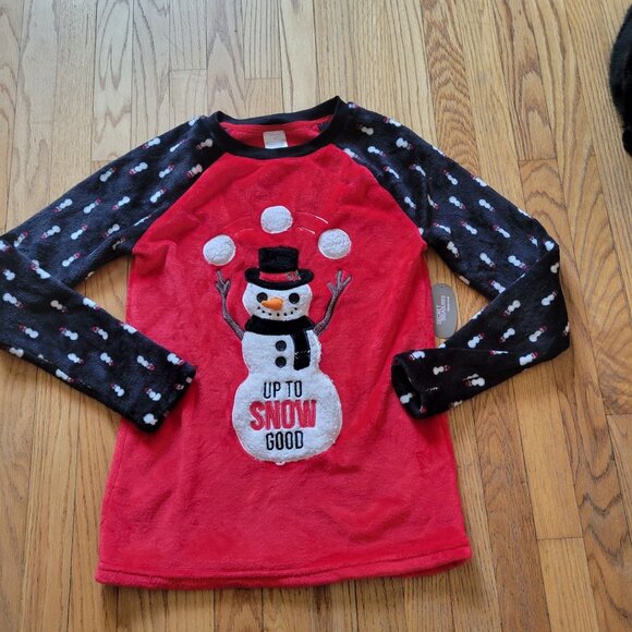 Secret Treasures Snowman Pajama Set - M or XS - Soft Plush Polyester - Black & R - Picture 2 of 7